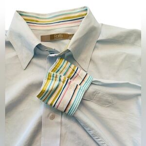 Raffi Linea Uomo Long Sleeve Button Down Flip Cuff Shirt - Mens Size Large Blue